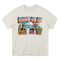 Cream texas tx aztec cactus leopard Heavy Core Tee - AdoDesignShop