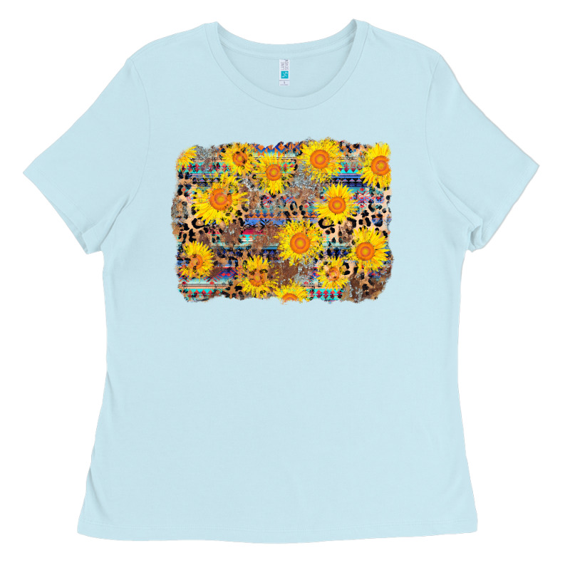 Aztec Sunflower Leopard Background Ladies Tee by AdoDesignShop | Teevron