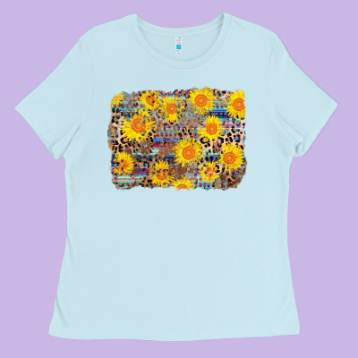 Aztec Sunflower Leopard Background Ladies Tee Designed By Adodesignshop