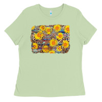 Matcha aztec sunflower leopard background Ladies Tee - AdoDesignShop