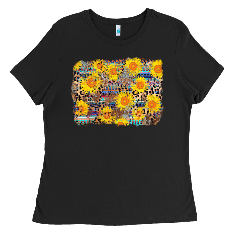Aztec Sunflower Leopard Background Ladies Tee by AdoDesignShop | Teevron