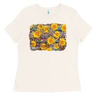 Bone aztec sunflower leopard background Ladies Tee - AdoDesignShop
