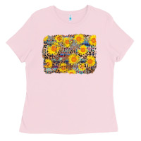 Bubblegum Pink aztec sunflower leopard background Ladies Tee - AdoDesignShop