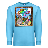 Ocean Blue Happy Easter Day Premium Sweatshirt - OliviaCreatesArt