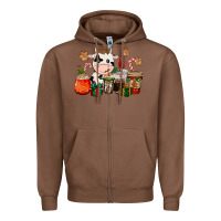 Chestnut cow coffee cups christmas Zipper Hoodie - CowGirlArtShop