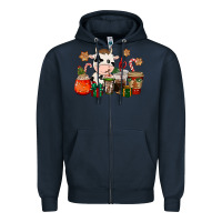 Navy cow coffee cups christmas Zipper Hoodie - CowGirlArtShop