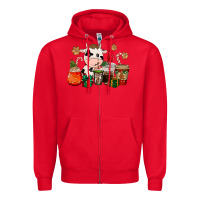 Red cow coffee cups christmas Zipper Hoodie - CowGirlArtShop