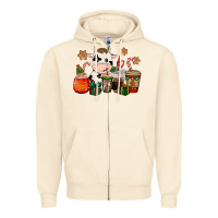 Sandshell cow coffee cups christmas Zipper Hoodie - CowGirlArtShop