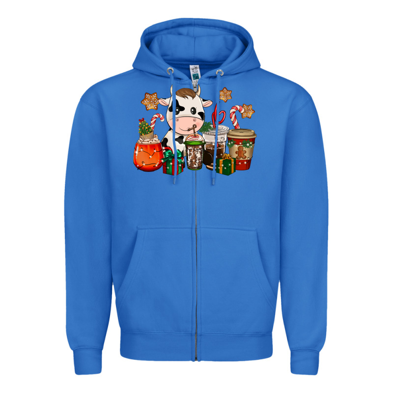 Cow Coffee Cups Christmas Zipper Hoodie by CowGirlArtShop | Teevron