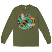 Army Green leopard honeycomb with bee Long Sleeve Tee - Artiststas