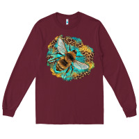 Burgundy leopard honeycomb with bee Long Sleeve Tee - Artiststas