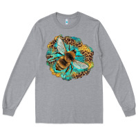 Heather Grey leopard honeycomb with bee Long Sleeve Tee - Artiststas