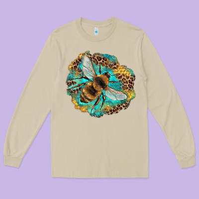Leopard Honeycomb With Bee Long Sleeve Tee Designed By Artiststas