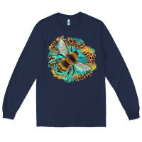 Navy leopard honeycomb with bee Long Sleeve Tee - Artiststas