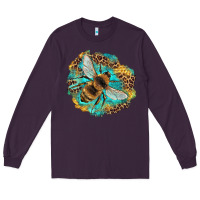Plum leopard honeycomb with bee Long Sleeve Tee - Artiststas