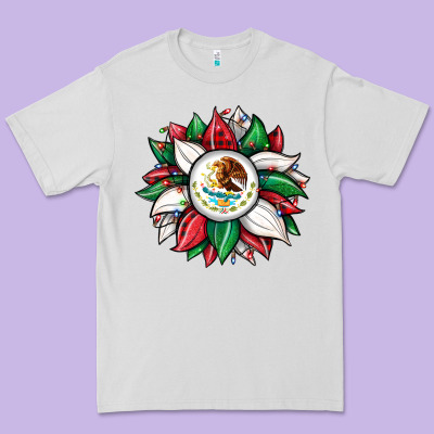 Christmas Sunflower Mexican Flag Premium Tee Designed By Jahusdesignshop
