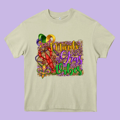 Mardi Gras Vibes Crawfish Mask And Fleur De Lis Heavy Core Tee Designed By Artiststas