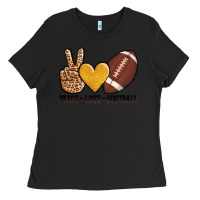 Black peace love football Ladies Tee - AdoDesignShop