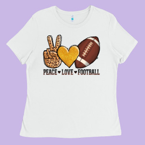 Peace Love Football Ladies Tee Designed By Adodesignshop