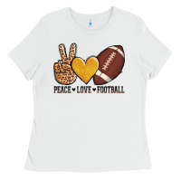 White peace love football Ladies Tee - AdoDesignShop