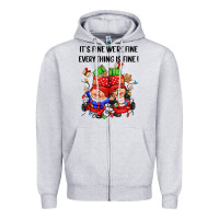 Heather Grey its fine were fine everything is fine Zipper Hoodie - CowGirlArtShop