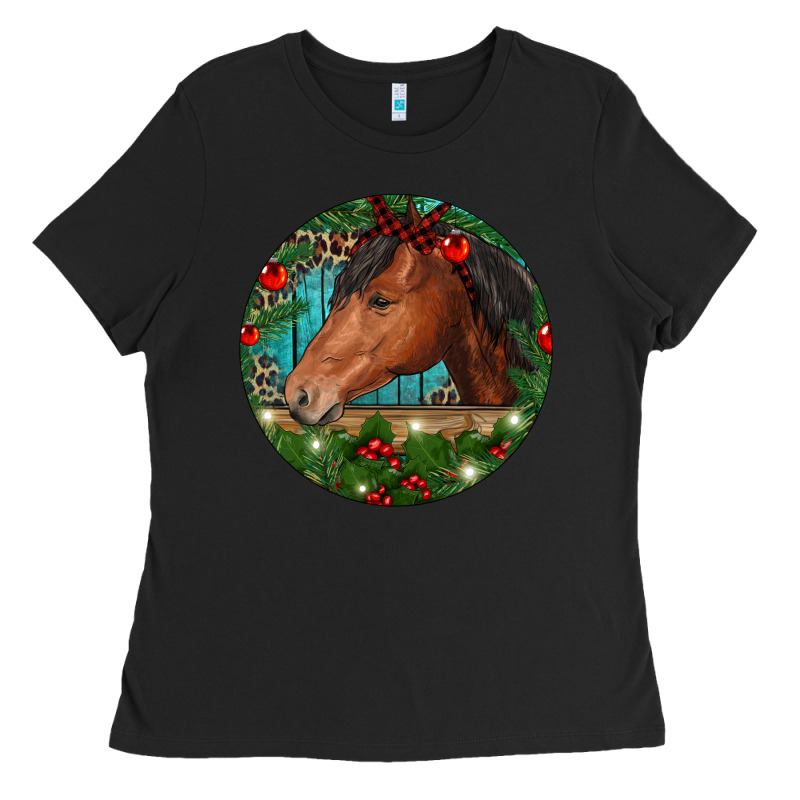Western Horse Christmas Ladies Tee by RanaPortraitStore | Teevron