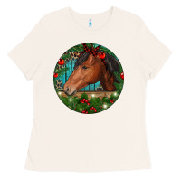 Bone Western Horse Christmas Ladies Tee - RanaPortraitStore