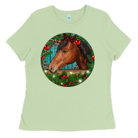 Matcha Western Horse Christmas Ladies Tee - RanaPortraitStore