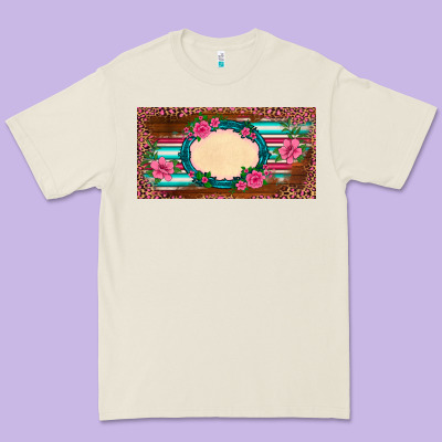 Western Pink Flovers Leopard Serape   License Plate Template Premium Tee Designed By Barkaloodesign