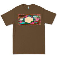 Cacao western pink flovers leopard serape   license plate template Premium Tee - BarkalooDesign