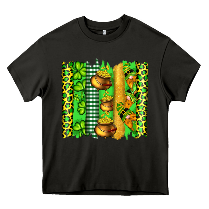 St Patricks Gnomes And Cloves With Leopard  Brushstrokes Heavy Core Tee by Artiststas | Teevron