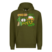 Army Green Safety first drink with a Nurse St. Patrick's Day Premium Hoodie - CowGirlArtShop