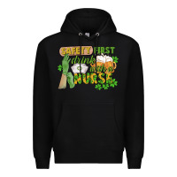 Black Safety first drink with a Nurse St. Patrick's Day Premium Hoodie - CowGirlArtShop