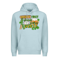 Blue Mist Safety first drink with a Nurse St. Patrick's Day Premium Hoodie - CowGirlArtShop
