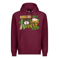 Burgundy Safety first drink with a Nurse St. Patrick's Day Premium Hoodie - CowGirlArtShop