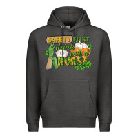 Charcoal Heather Safety first drink with a Nurse St. Patrick's Day Premium Hoodie - CowGirlArtShop
