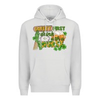 Dove Grey Safety first drink with a Nurse St. Patrick's Day Premium Hoodie - CowGirlArtShop