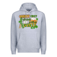 Heather Grey Safety first drink with a Nurse St. Patrick's Day Premium Hoodie - CowGirlArtShop