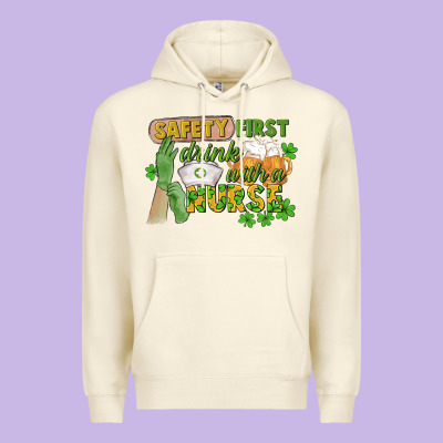 Safety First Drink With A Nurse St. Patrick's Day Premium Hoodie Designed By Cowgirlartshop