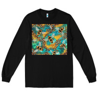 Black honeycomb and bees with leopard Long Sleeve Tee - Artiststas