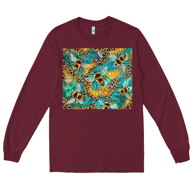 Honeycomb And Bees With Leopard Long Sleeve Tee by Artiststas | Teevron