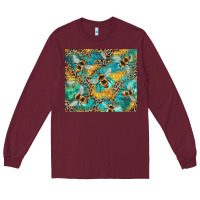 Burgundy honeycomb and bees with leopard Long Sleeve Tee - Artiststas