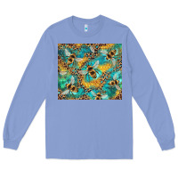 Colony Blue honeycomb and bees with leopard Long Sleeve Tee - Artiststas