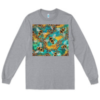 Heather Grey honeycomb and bees with leopard Long Sleeve Tee - Artiststas