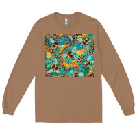 Toasted Coconut honeycomb and bees with leopard Long Sleeve Tee - Artiststas