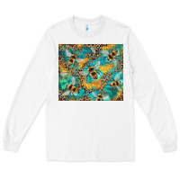 White honeycomb and bees with leopard Long Sleeve Tee - Artiststas