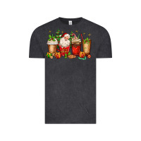 Vintage Black Christmas Santa coffee cups Vintage Tee - MaliasSmallBusiness