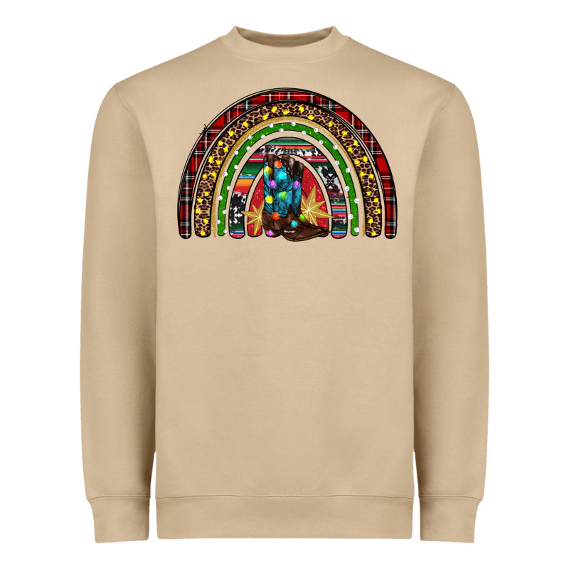 Christmas Cowboy Boots Rainbow Heavyweight Sweatshirt by RanaPortraitStore | Teevron