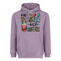 Lavender half teacher half coffee Heavyweight Hoodie - OliviaCreatesArt