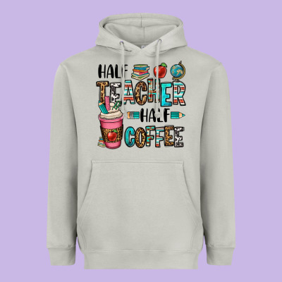 Half Teacher Half Coffee Heavyweight Hoodie Designed By Oliviacreatesart